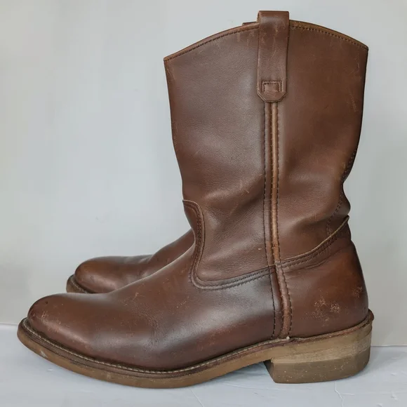 VTG Red Wing's Pecos Brown Leather Boots Men's Shoes size 10 D Made In The USA